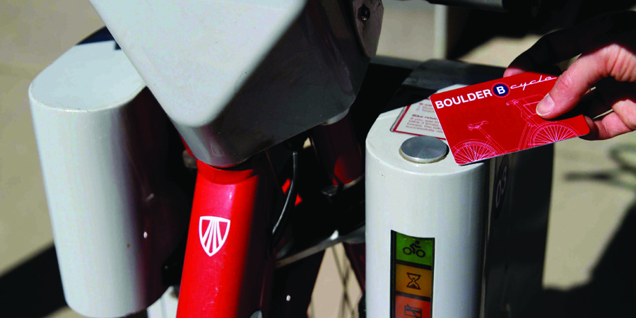 300 bikes A B-cycle card being used
