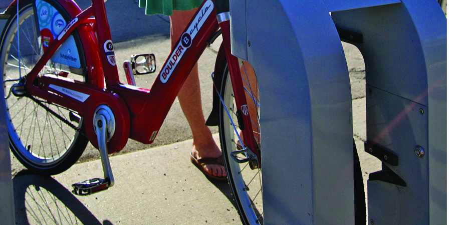 Docks-01 A B-cycle being returned to a dock
