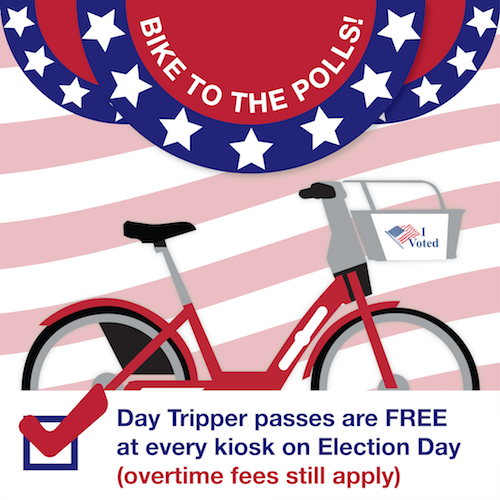 Vote graphic Bike to the polls/ free passes