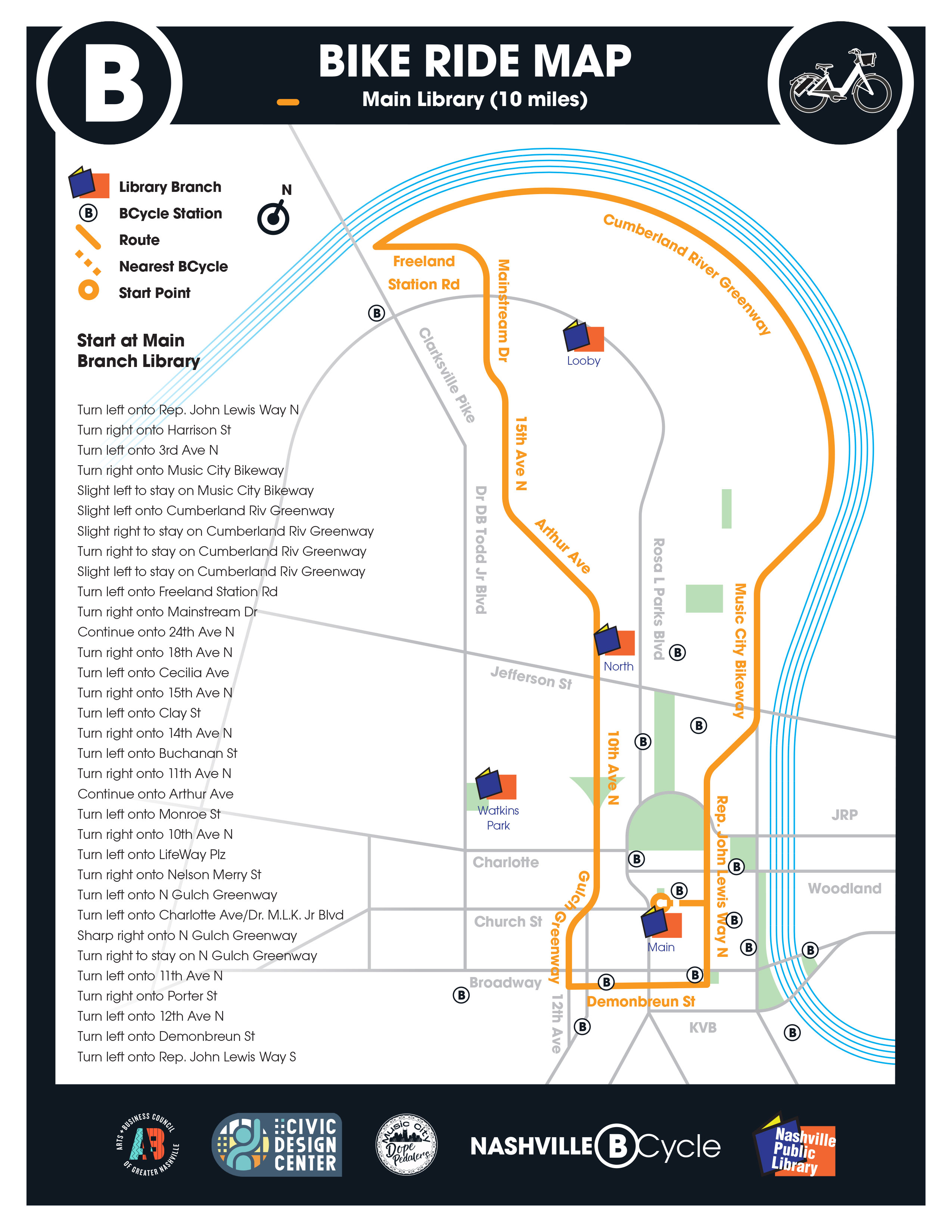 Bike Routes - Bikeridemap Nashbcycle Mainlibrary 